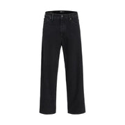 Jack & Jones Schwarze Herren-Jeans aus Baumwollmischgewebe mit weitem Bein, geradem Schnitt und klassischem Fünf-Taschen-Design.