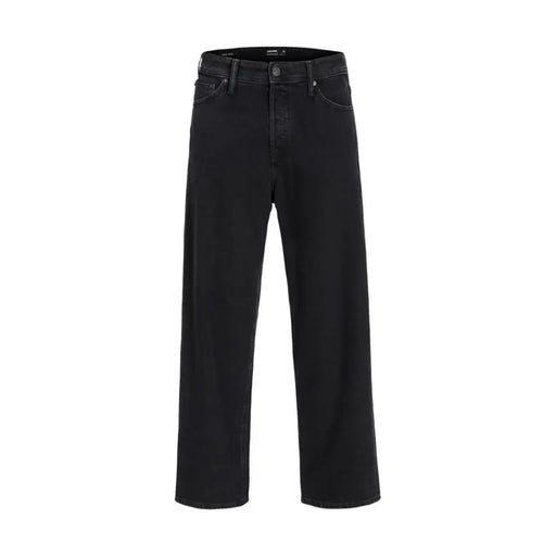 Jack & Jones men’s black wide-leg denim jeans with straight cut and classic five-pocket design in cotton blend