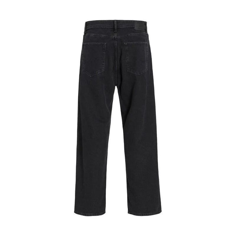 Black denim jeans for men by Jack & Jones with straight-leg cut classic back pockets cotton blend spring summer