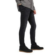 Schwarze Slim-Fit-Jeans von Jack & Jones für Herren mit dezenter Waschung und klassischem Fünf-Taschen-Design für Herbst und Winter