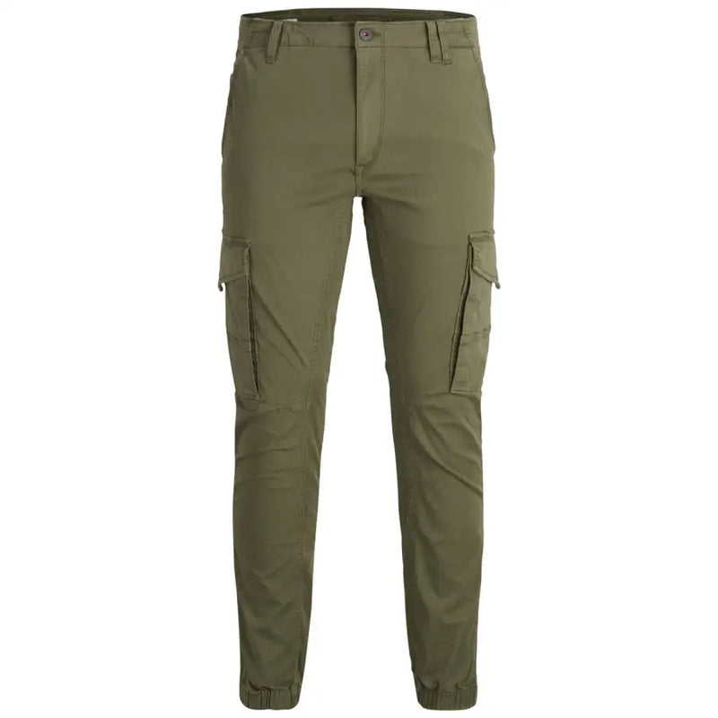 Jack & Jones Olivgrüne Herren-Cargohose mit mehreren Taschen und Knopfverschluss für die Freizeit