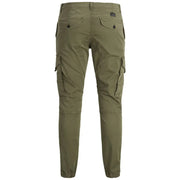 Jack & Jones Olivgrüne Herren-Cargohose mit mehreren Taschen und schmal zulaufendem Bein für die Freizeit.