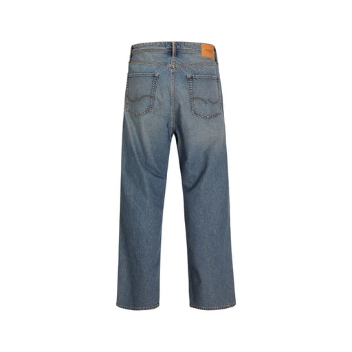 Jack & Jones ripped jeans for men in light wash denim with straight-leg cut and classic back pockets back view