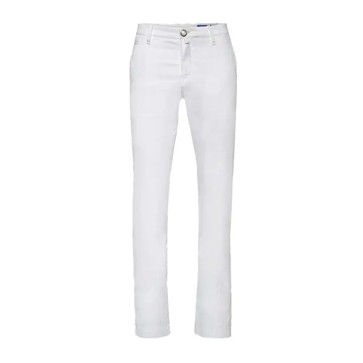 Jacob Cohen men trousers white cotton straight-leg with clean minimalist design and subtle stitching size 32
