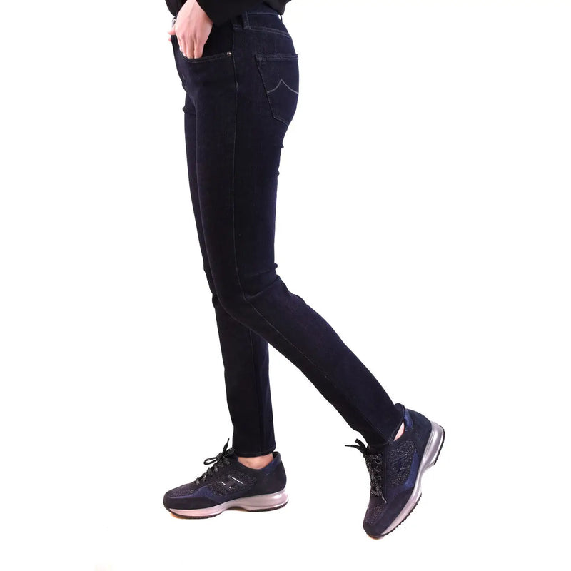 Dunkelblau Jacob Cohen Damen-Jeans aus Baumwollmischgewebe mit schmaler Passform, fünf Taschen und dezenten Ziernähten