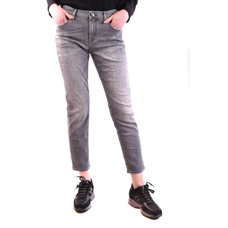 Jacob Cohen women grey cotton blend slim fit denim jeans with cropped hem and modern style