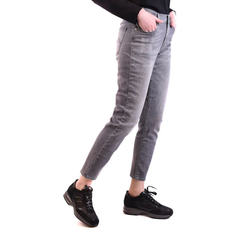 Jacob Cohen women grey slim-fit cotton blend jeans with subtle fade and classic stitching
