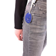 A pair of jacob cohen women grey cotton blend jeans with classic design and visible stitching