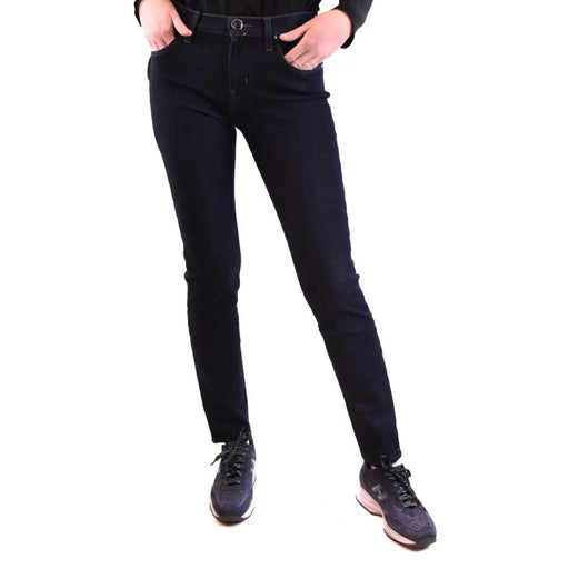 Jacob Cohen women’s blue cotton blend jeans with black skinny fit denim and classic five-pocket design with silver button