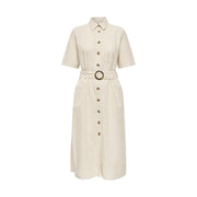 Jacqueline De Yong robe midi beige à ceinture et boutons sur le devant