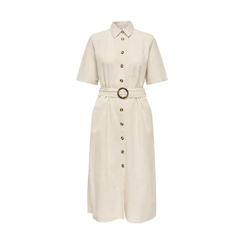 Jacqueline De Yong robe midi beige à ceinture et boutons sur le devant