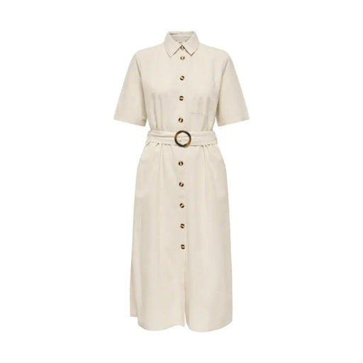 Jacqueline De Yong robe midi beige à ceinture et boutons sur le devant