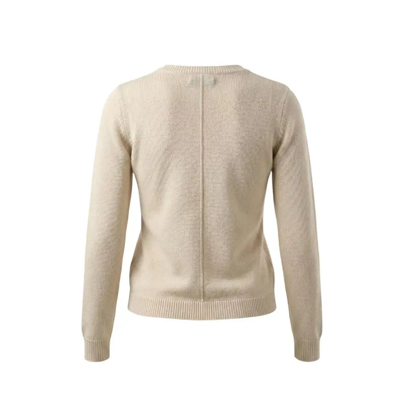 Beige knit long button cardigan by jacqueline de yong featuring a central seam and ribbed cuffs