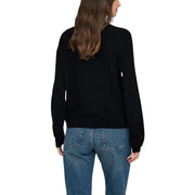 Jacqueline De Yong schwarzer, langärmeliger Strickpullover mit Rundhalsausschnitt