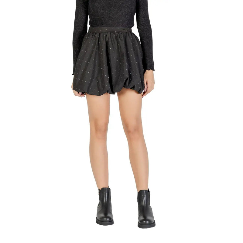 Jacqueline De Yong black polka-dot mini skirt with flared ruffled hem