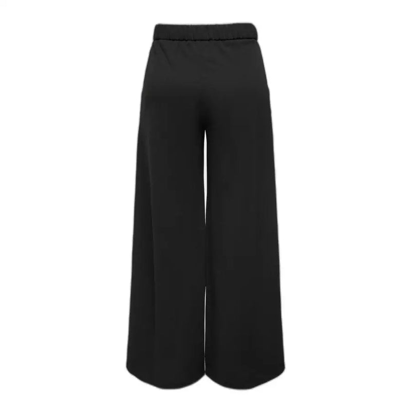 Jacqueline De Yong black wide-leg polyester trousers for women with elastic waistband