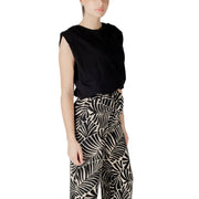 Jacqueline de yong black sleeveless cotton top with a relaxed fit and slightly puffed shoulder design