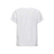 White cotton t-shirt with simple crew neck and short sleeves paired with jacqueline de yong white linen viscose blouse