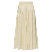 Jacqueline de yong women beige cotton midi skirt with gathered waistband and subtle pleats in cream color