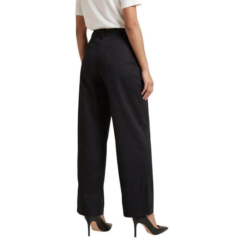 Black cotton high-waisted wide-leg tailored trousers with subtle creases for women jacqueline de yong size 15367918