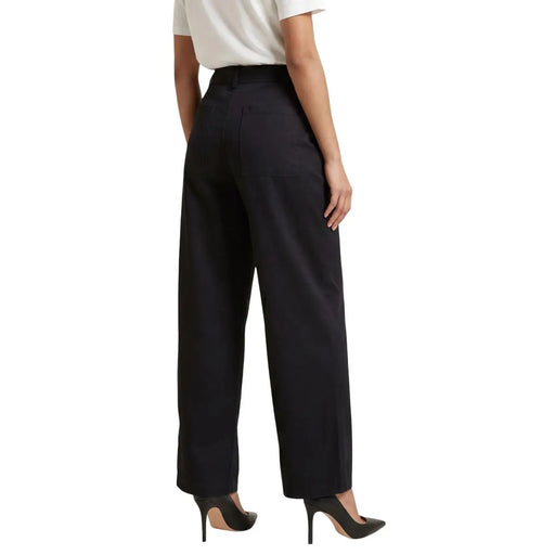 Black cotton high-waisted wide-leg tailored trousers with subtle creases for women jacqueline de yong size 15367918