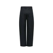 Jacqueline de yong women black cotton high-waisted wide-leg trousers with sleek minimalist design and subtle front pockets