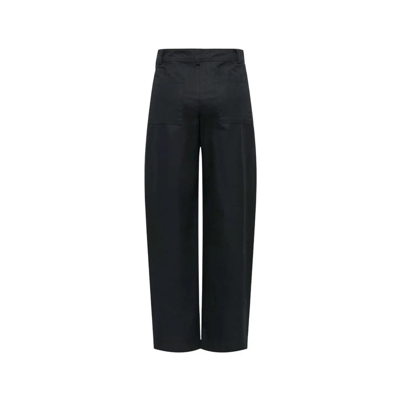 Jacqueline de yong women black cotton high-waisted wide-leg trousers with sleek minimalist design and subtle front pockets