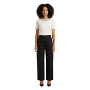 Jacqueline de yong women black cotton wide-leg trousers with tailored fit and subtle front pleats size 15367918