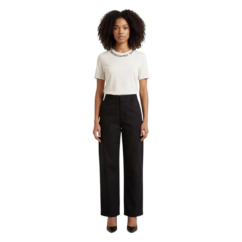 Jacqueline de yong women black cotton wide-leg trousers with tailored fit and subtle front pleats size 15367918