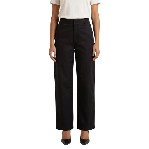 Black high-waisted wide-leg cotton trousers by Jacqueline de Yong with a clean tailored design size 15367918