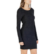 Jacqueline de yong women black pinstripe dress with subtle shimmering vertical lines in elegant fabric