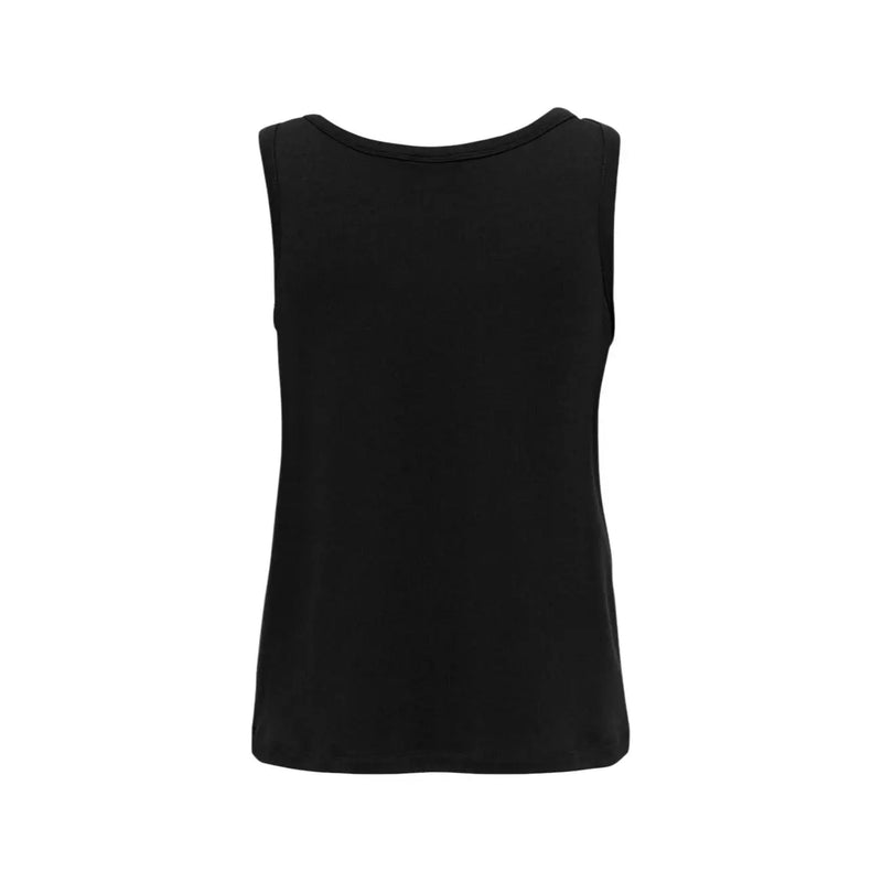 Jacqueline de yong women black sleeveless tank top with rounded neckline and relaxed fit in size small large