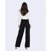 Black high-waisted wide-leg jacqueline de yong women slip on trousers with tailored fit and subtle waistband pleats