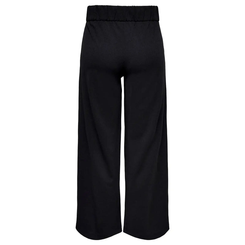 Jacqueline de yong women black wide-leg slip on trousers with elastic waistband for comfortable wear