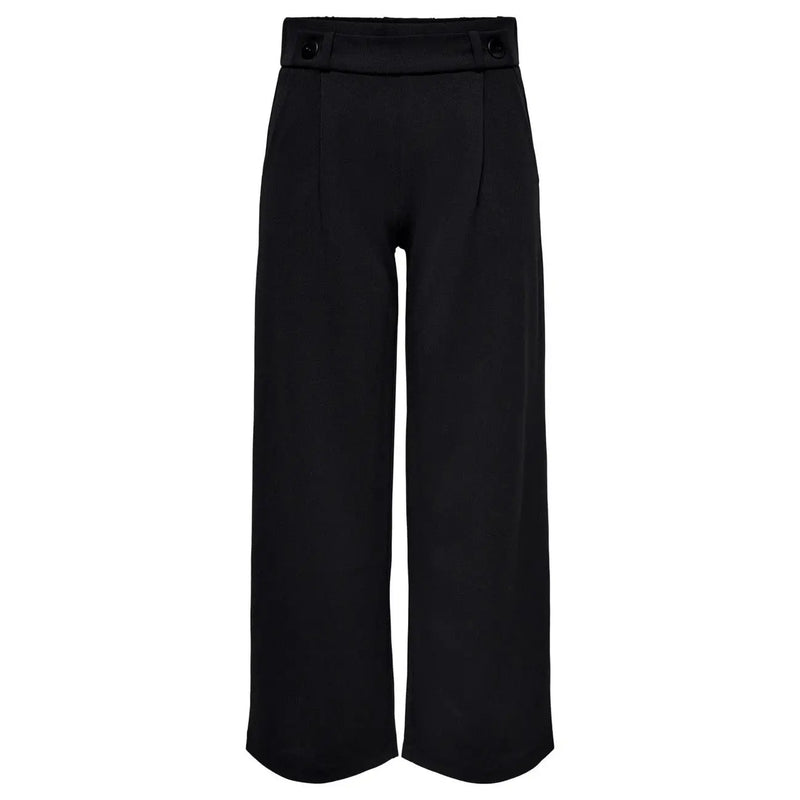 Black high-waisted wide-leg slip-on trousers by jacqueline de yong with tailored fit and buttoned belt loops