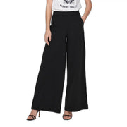 Jacqueline de yong women black wide-leg slip on trousers with sleek straight cut and subtle side pockets