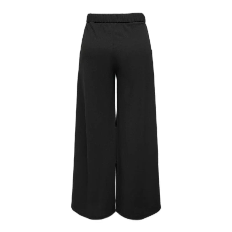 Jacqueline De Yong women black wide-leg slip on trousers with elastic waistband for comfortable wear