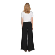 Jacqueline de yong women black wide-leg slip on trousers with sleek flowing fabric and high waist