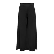 Jacqueline De Yong women black slip on trousers with high-waisted wide-leg silhouette and smooth flowing fabric