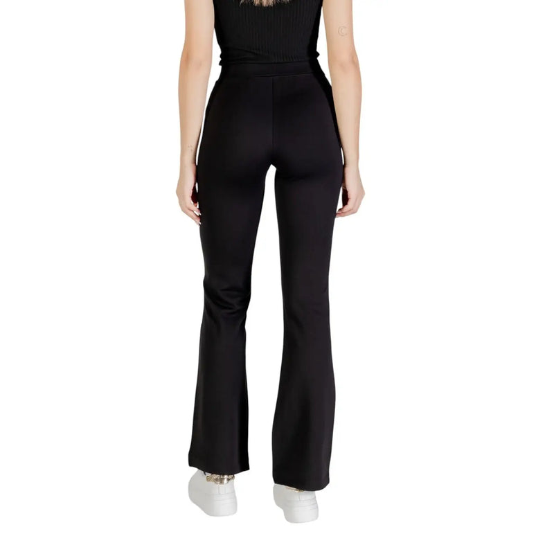 Jacqueline de young women black high-waisted viscose trousers with smooth stretchy flared fabric