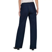 Jacqueline De Yong dark blue wide-leg button jeans with visible stitching