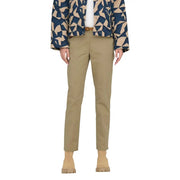 Khaki straight-leg chinos with belt by jacqueline de yong women made of cotton for casual wear
