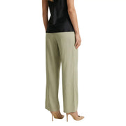 Olive green wide-leg linen trousers with laces featuring smooth flowing fabric by jacqueline de yong women