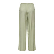 A pair of jacqueline de yong women green linen wide-leg trousers with laces and elastic waistband in light sage satin