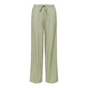 Sleek olive green wide leg linen trousers with a drawstring waistband from jacqueline de yong women collection