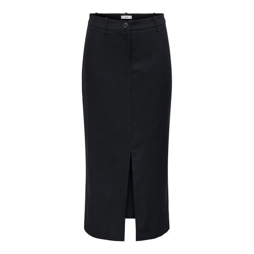 Black high-waisted midi skirt with front slit and button closure by jacqueline de yong polyester blend