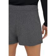 Jacqueline de yong women grey trousers made of polyester elastane with gray textured shorts and a tailored waistband