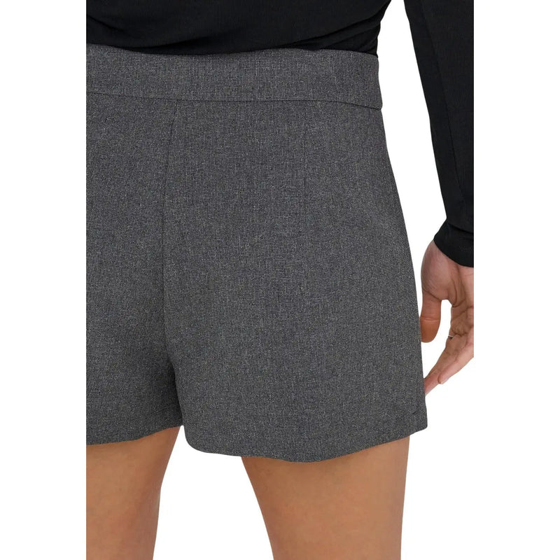 Jacqueline de yong women grey trousers made of polyester elastane with gray textured shorts and a tailored waistband