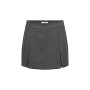Jacqueline de yong women grey tailored pleated mini skirt with subtle textured weave in polyester elastane