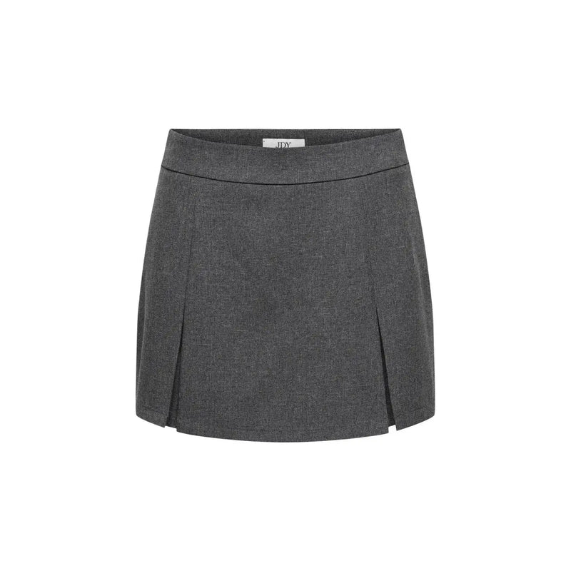 Jacqueline de yong women grey tailored pleated mini skirt with subtle textured weave in polyester elastane